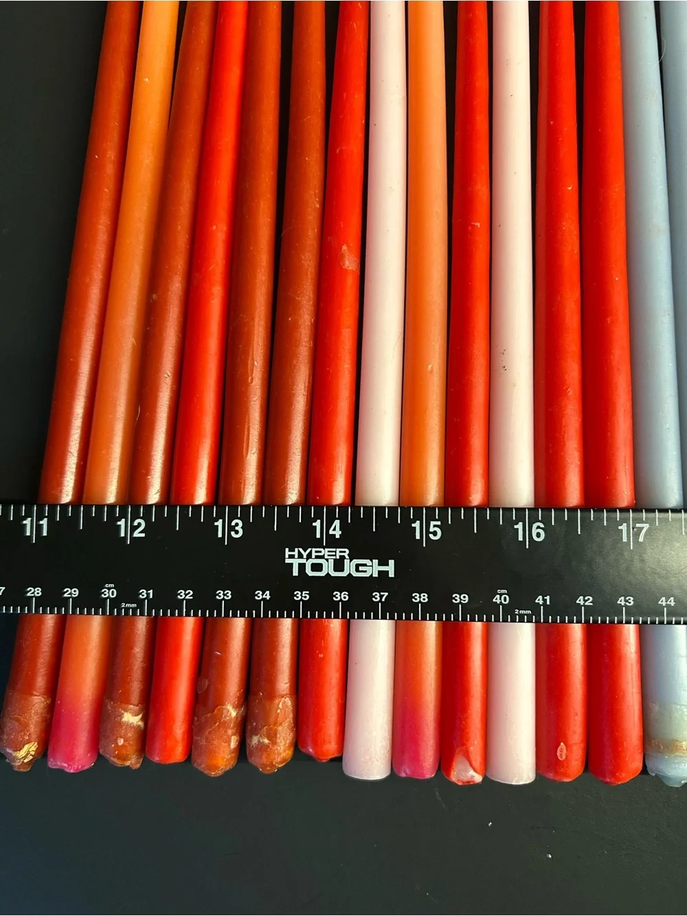 Vintage Candle Lot of 32 Assorted Red, Pink, Orange, Blue & Cream